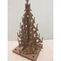 Bouwplaat kerstboom met kerstman