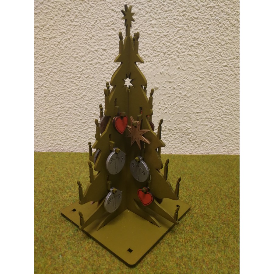 Bouwplaat kerstboom met versiering